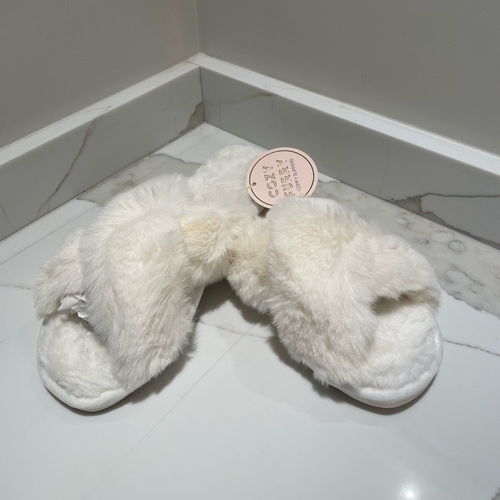 Cozy Furry White Slippers